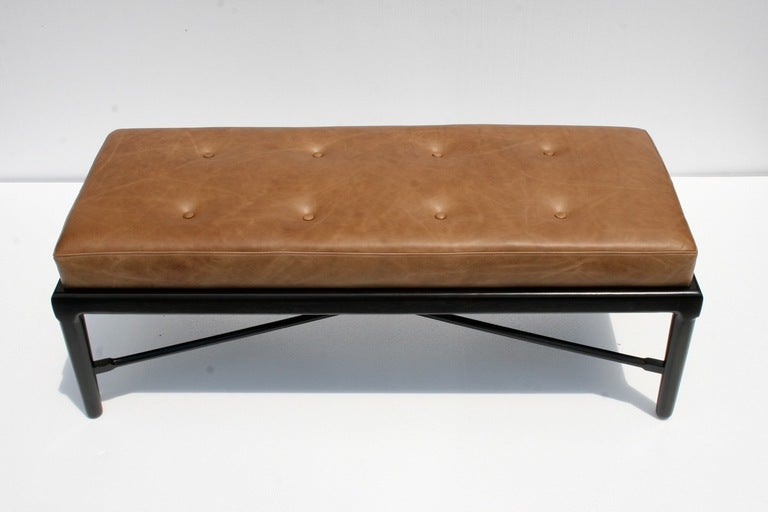 American Mid-Century 1950s Style Custom Made X-Base Bench For Sale