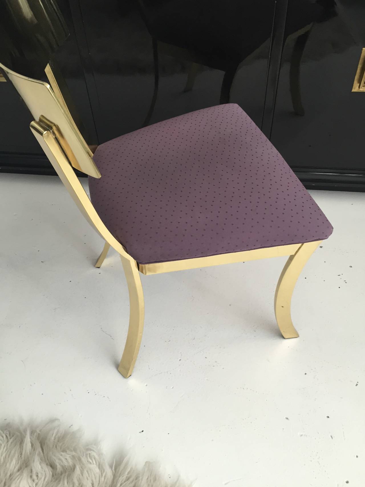 Stunning Polished Brass Klismos Chair by DIA In Excellent Condition In St. Louis, MO
