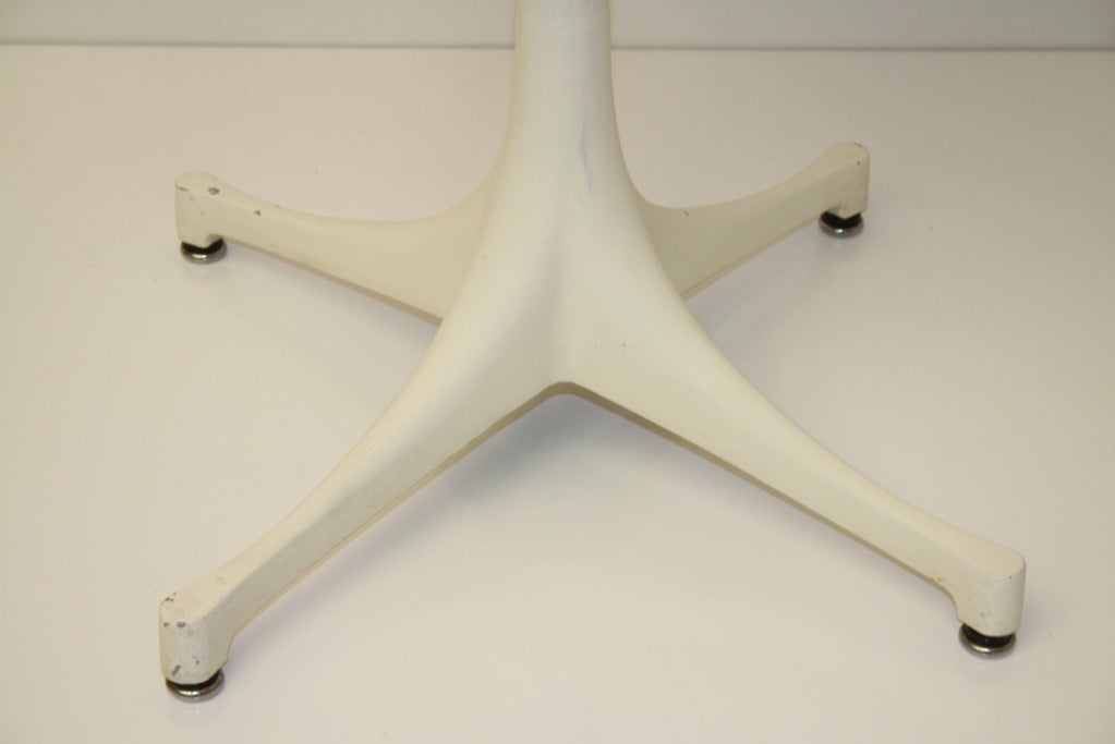 George Nelson for Herman Miller side table, label, swag leg base with wood edge laminated top, early model