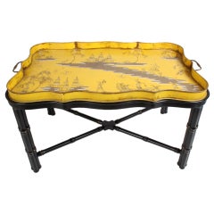 Retro Italian Tole Chinoiserie Tray Cocktail or Coffee Table