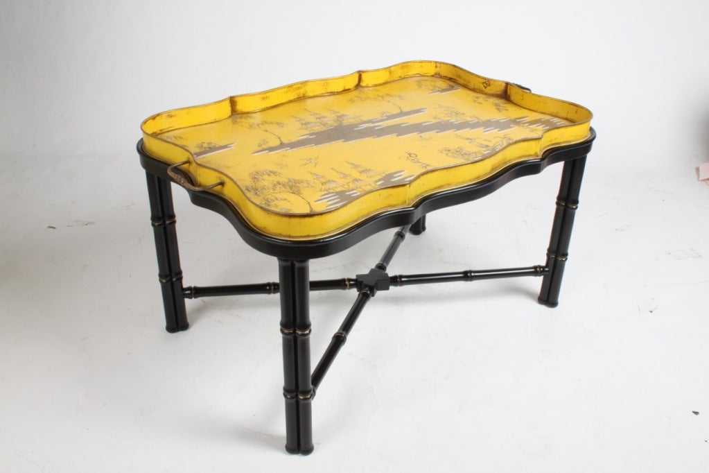 Italian Tole Chinoiserie Tray Cocktail or Coffee Table 1