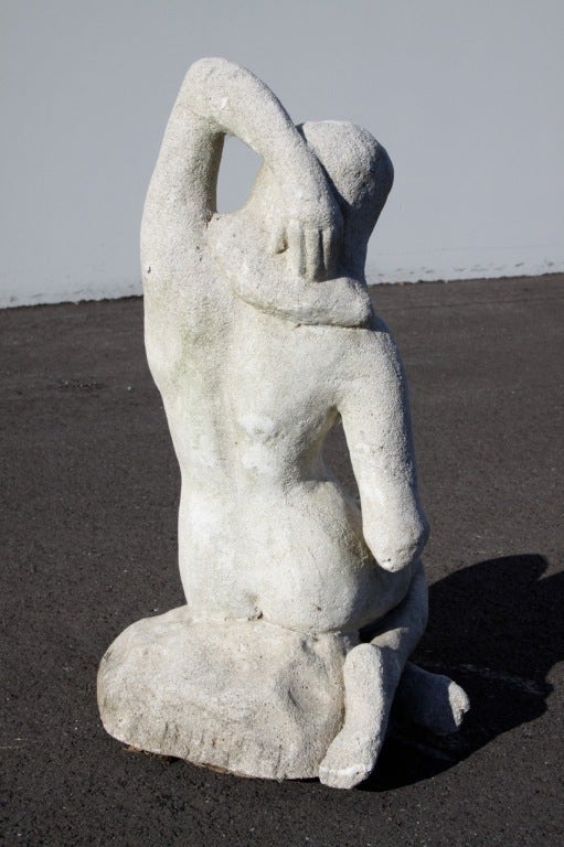 Unknown Cast Stone Garden Sculpture of Nude Woman