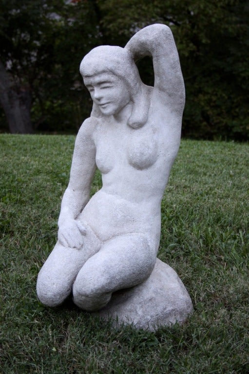 Cast Stone Garden Sculpture of Nude Woman 1
