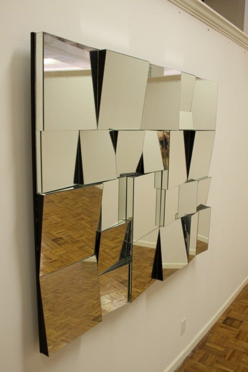Large Neal Small Cubist Wall mirror In Excellent Condition In St. Louis, MO