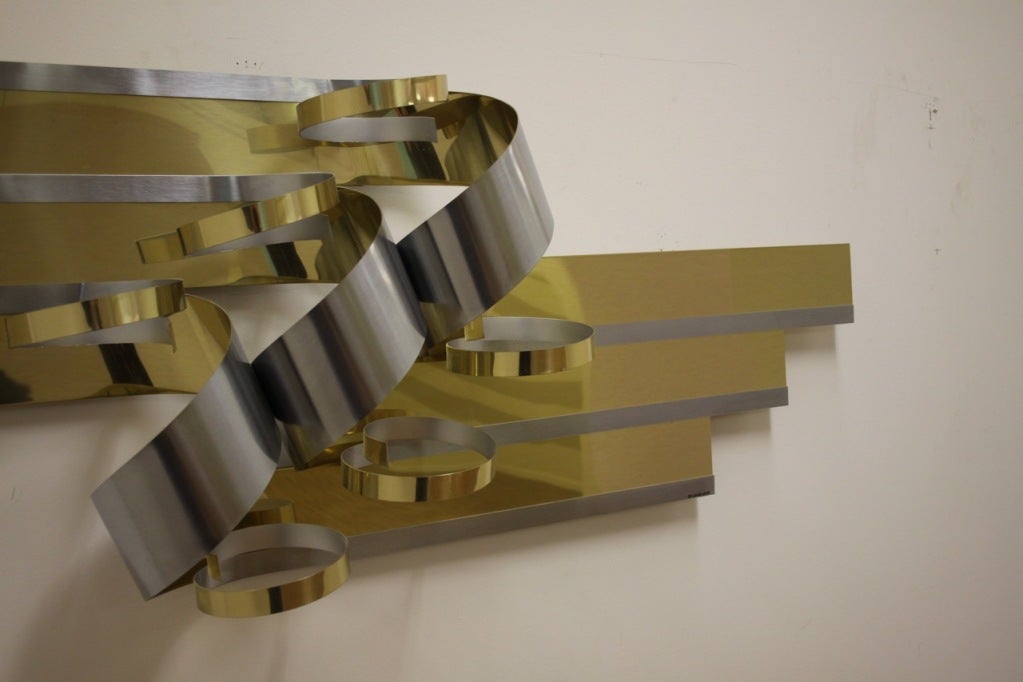 20th Century Curtis Jere Ribbon Wall Sculpture