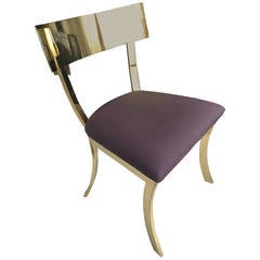 Stunning Polished Brass Klismos Chair by DIA
