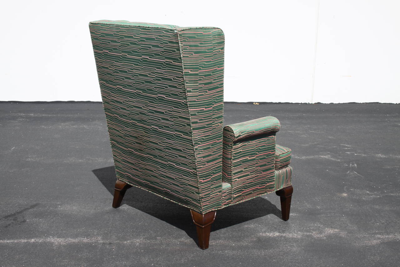 Mid-20th Century Pair of Tall Back Stylized Wingback Chairs Attributed to Grosfeld House