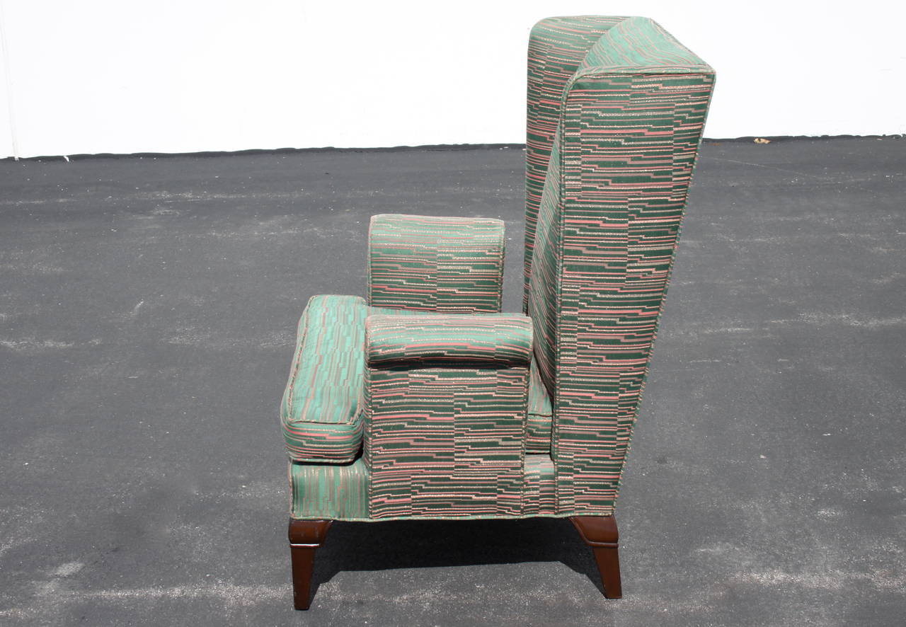 Pair of Tall Back Stylized Wingback Chairs Attributed to Grosfeld House 2
