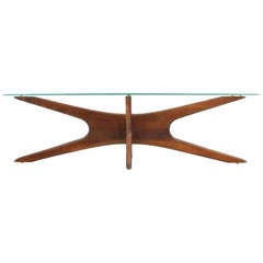Adrian Pearsall Coffee Table with Sculptural Base & Glass Top