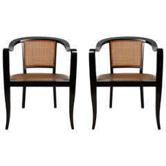 Pair of Edward Wormley for Dunbar Style Caned Chairs