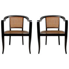 Pair of Edward Wormley for Dunbar Style Caned Chairs