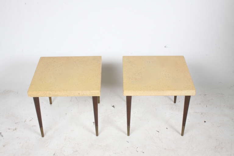 Pair of Paul Frankl Side Tables with Cork Tops In Good Condition In St. Louis, MO