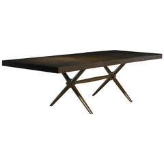 T. H. Robsjohn Gibbings X Base Trestle Dining Table for Widdicomb