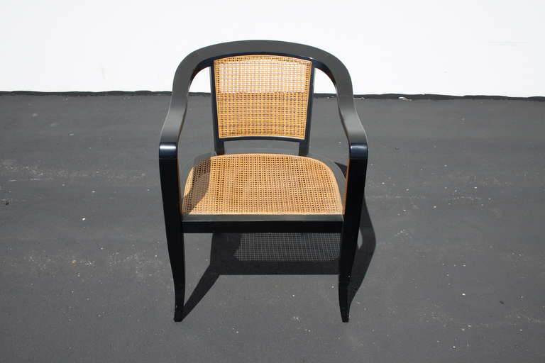 Mid-Century Modern Pair of Edward Wormley for Dunbar Style Caned Chairs