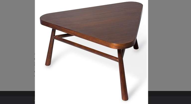 Triangular table by Gibbings for Widdicomb, 1950s.
