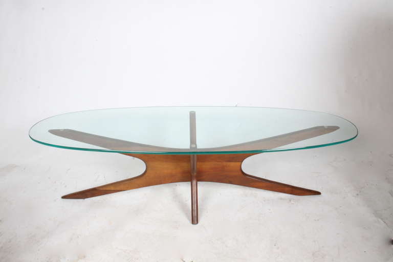 Mid-20th Century Adrian Pearsall Coffee Table with Sculptural Base & Glass Top