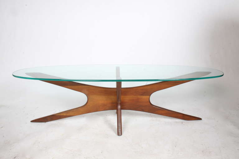 Adrian Pearsall Coffee Table with Sculptural Base & Glass Top In Excellent Condition In St. Louis, MO