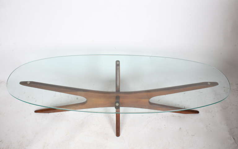 Adrian Pearsall Coffee Table with Sculptural Base & Glass Top 2