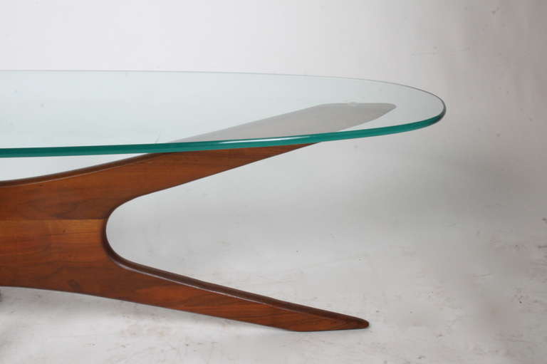 American Adrian Pearsall Coffee Table with Sculptural Base & Glass Top