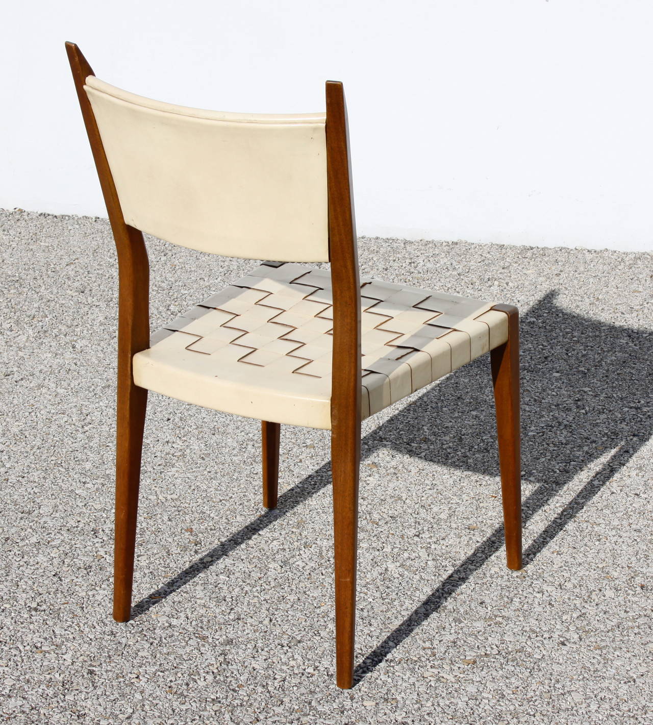 woven leather strap chair