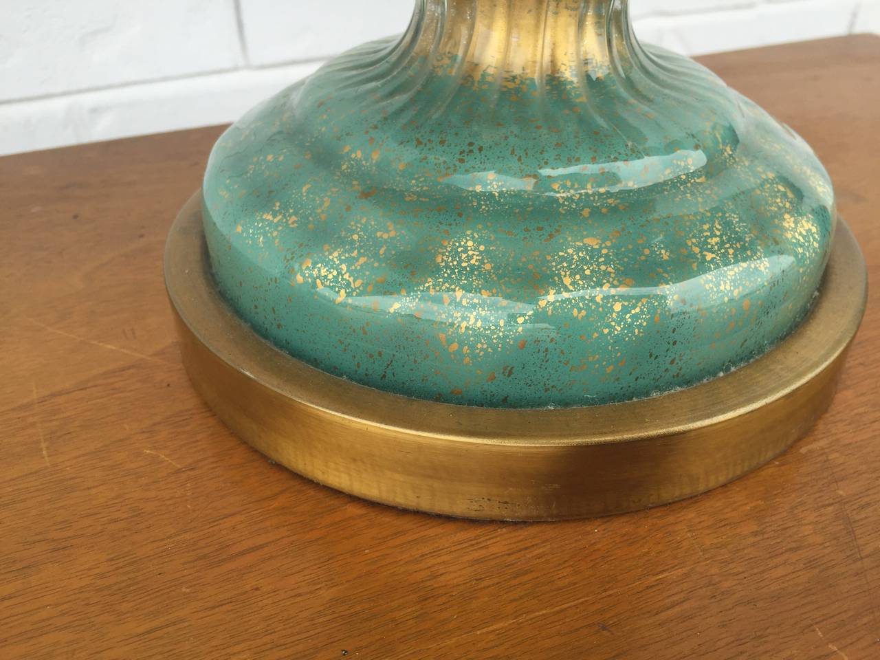 Mid-20th Century Paul Hansen Aqua and Gold Fleck Murano Table Lamp