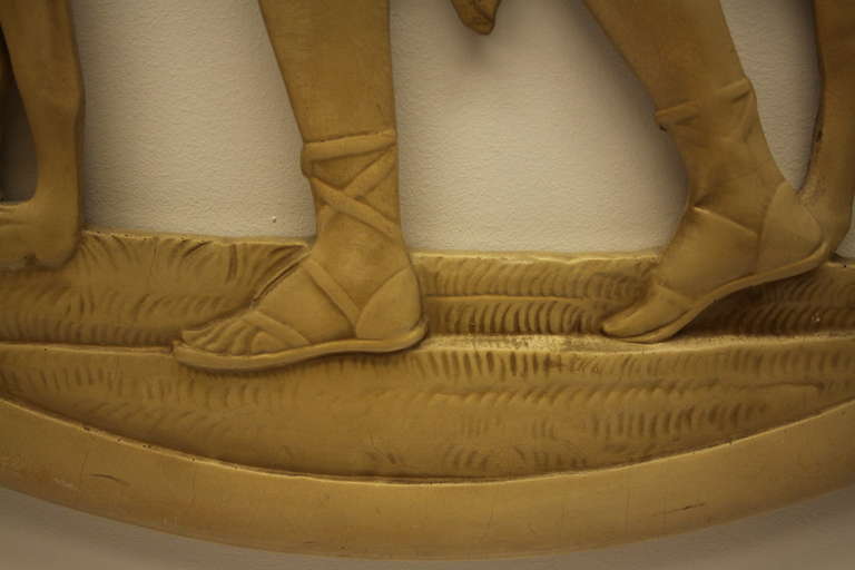 Gilt Art Deco Revival Plaster Medallion of Diana the Huntress