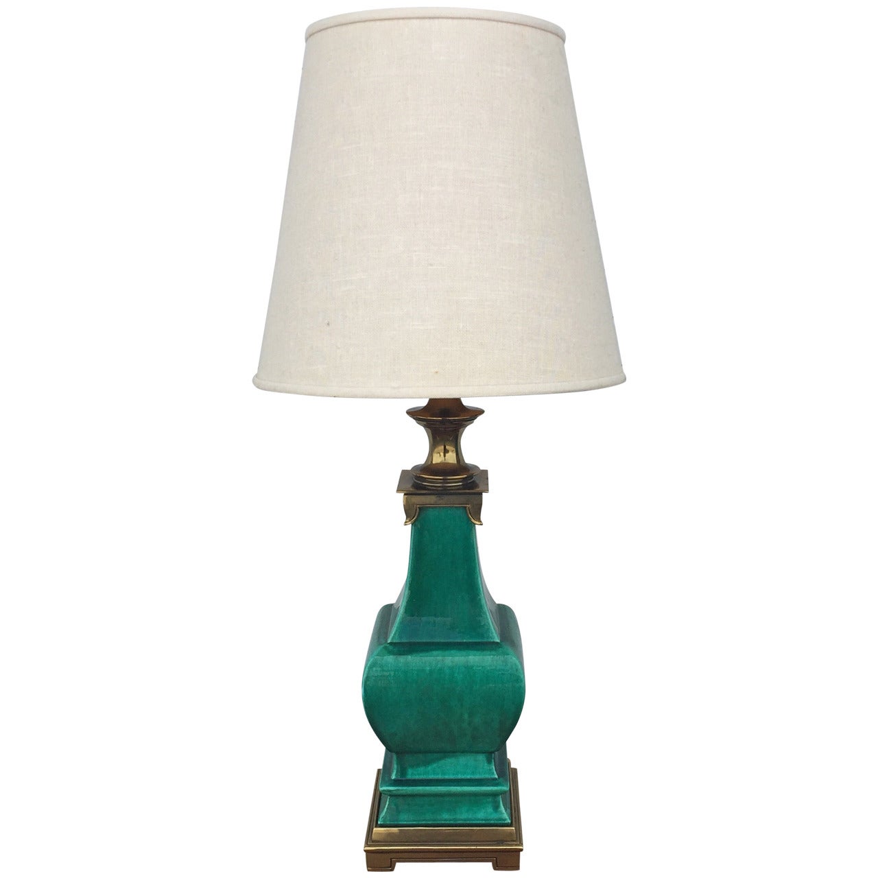 Midcentury Chinoiserie Ceramic and Brass Table Lamp by Stiffel