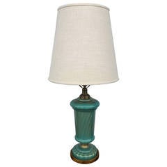 Paul Hansen Aqua and Gold Fleck Murano Table Lamp 11