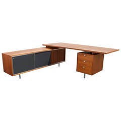 Vintage George Nelson for Herman Miller, Executive Desk with Return Credenza