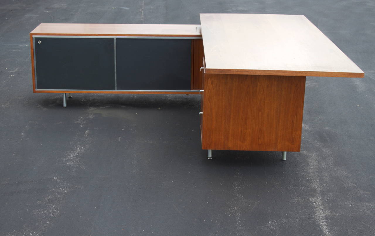 Mid-Century Modern George Nelson for Herman Miller, Executive Desk with Return Credenza
