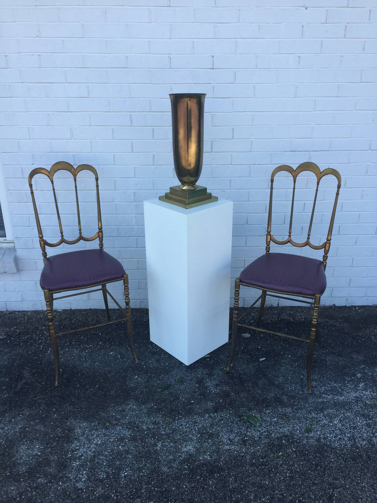 Mid-20th Century Pair of Art Deco Bronze and Brass Urns