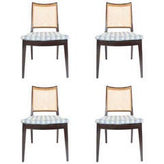 Set of Four Edward Wormley for Dunbar Cane Back Side Chairs