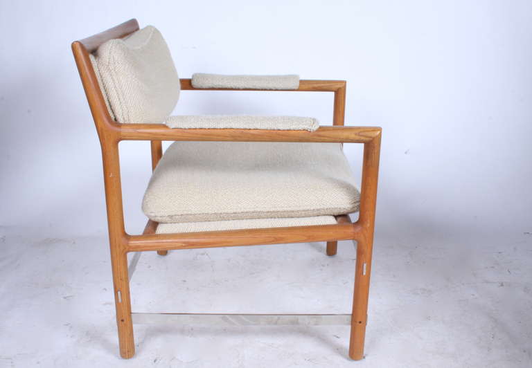 Edward Wormley für Dunbar, Asche mit Aluminiumrahmen, 1970er Jahre  Sessel gepolstert im Angebot 3