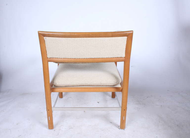 American 1970s Edward Wormley for Dunbar Ash with Aluminum Frame  Upholstered Armchair For Sale