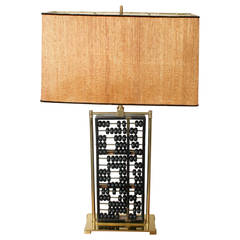 Vintage Mid Century Chinese Abacus Lamp with Brass Frame