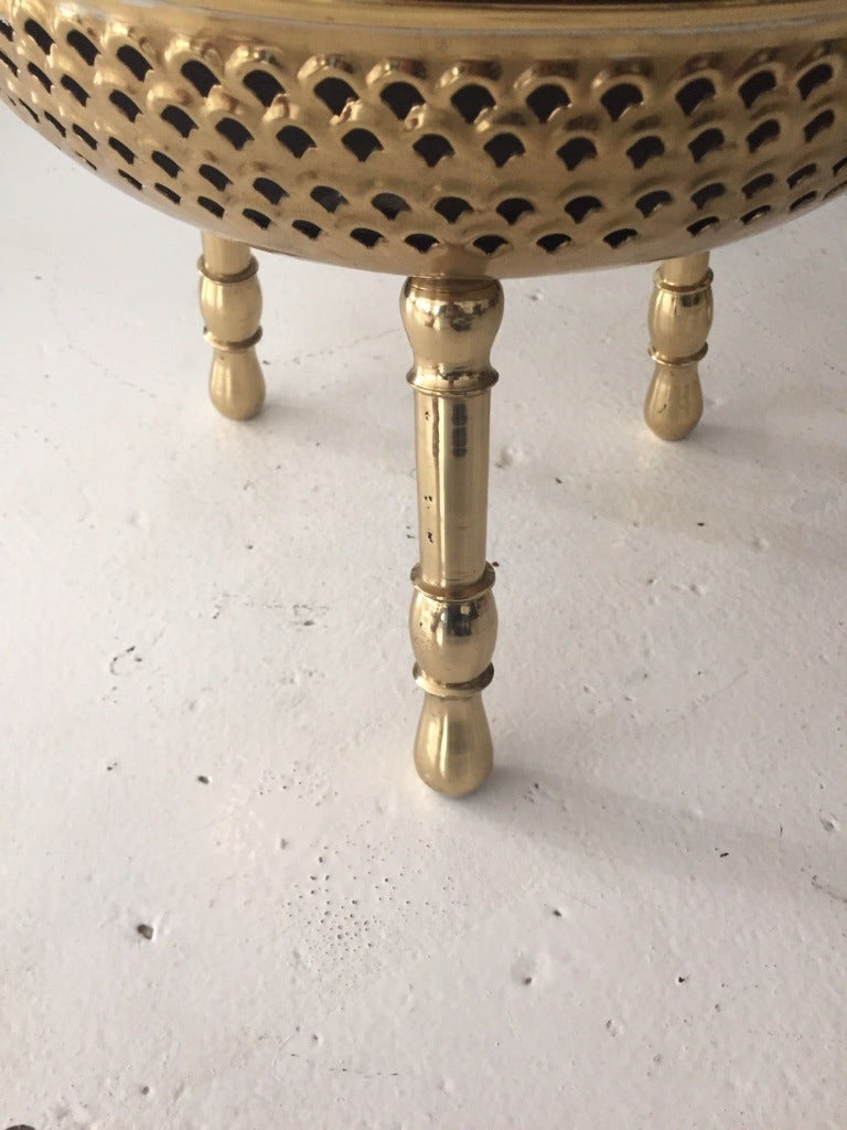 Moorish Pair of Vintage Brass Moroccan Stools