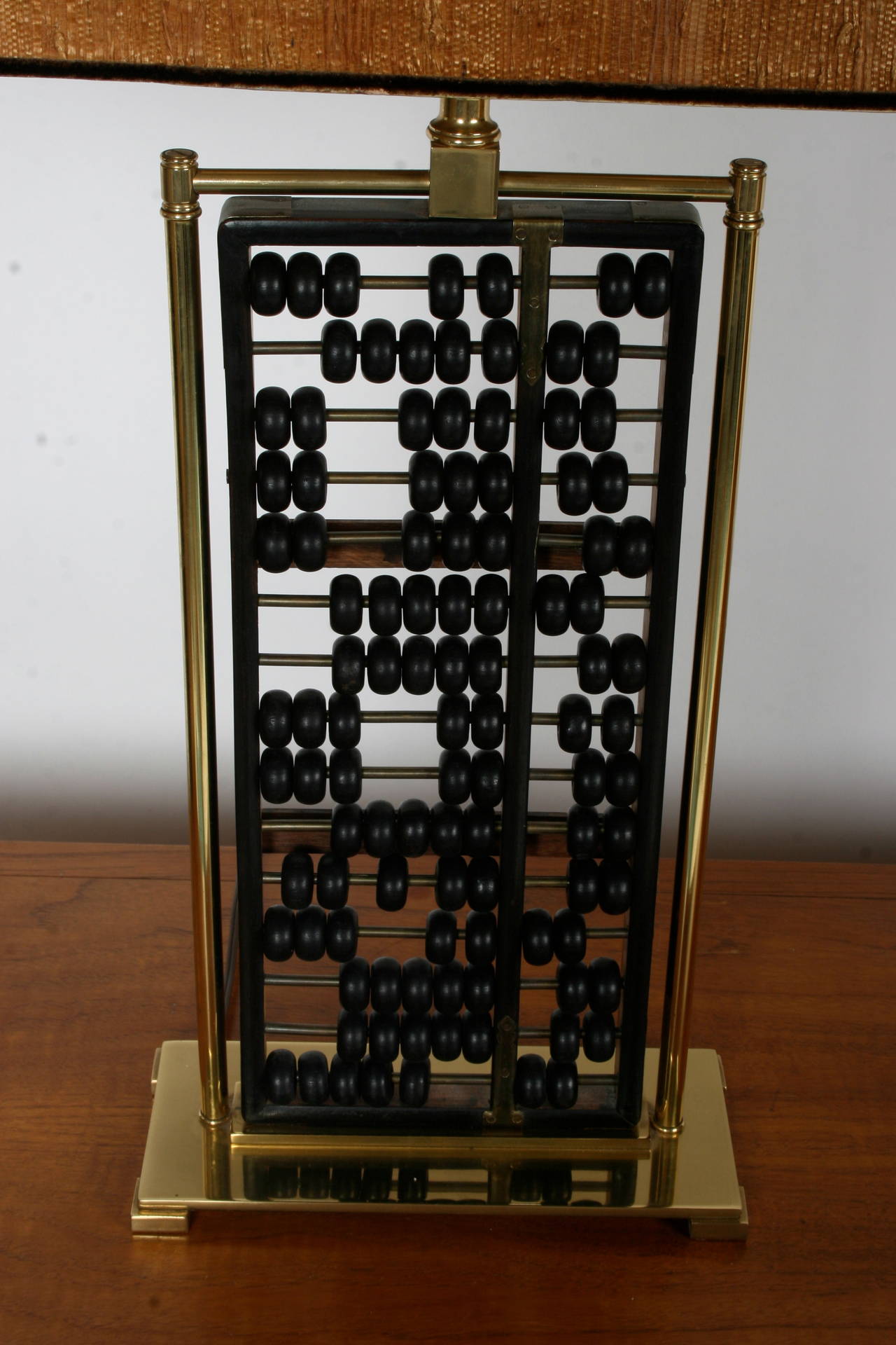 Mid-Century Modern Vintage Mid Century Chinese Abacus Lamp with Brass Frame