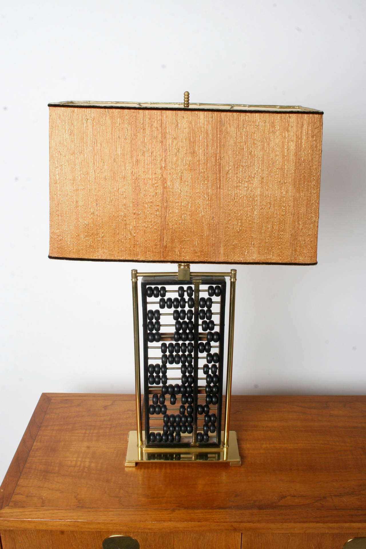 American Vintage Mid Century Chinese Abacus Lamp with Brass Frame