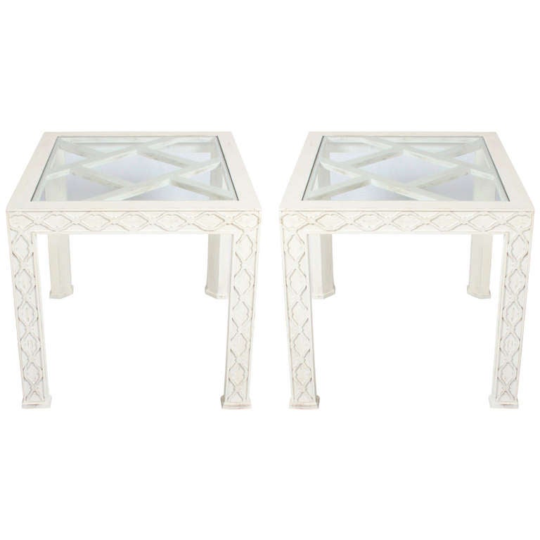 Pair Of Chinese Chippendale Style Side Tables