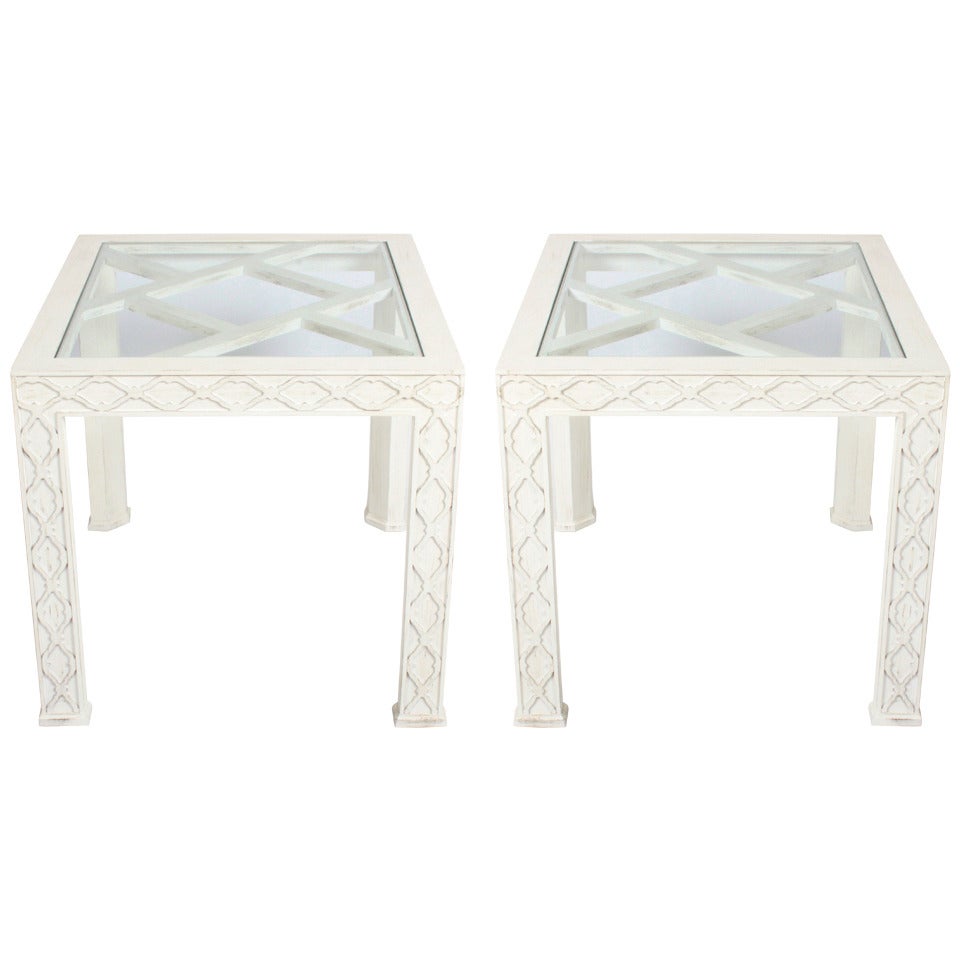Pair of Chinese Chippendale Style Side Tables