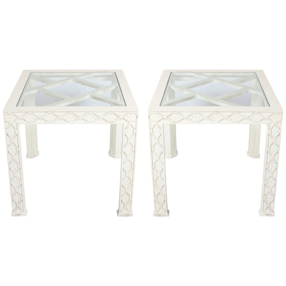 Pair of Chinese Chippendale Style Side Tables