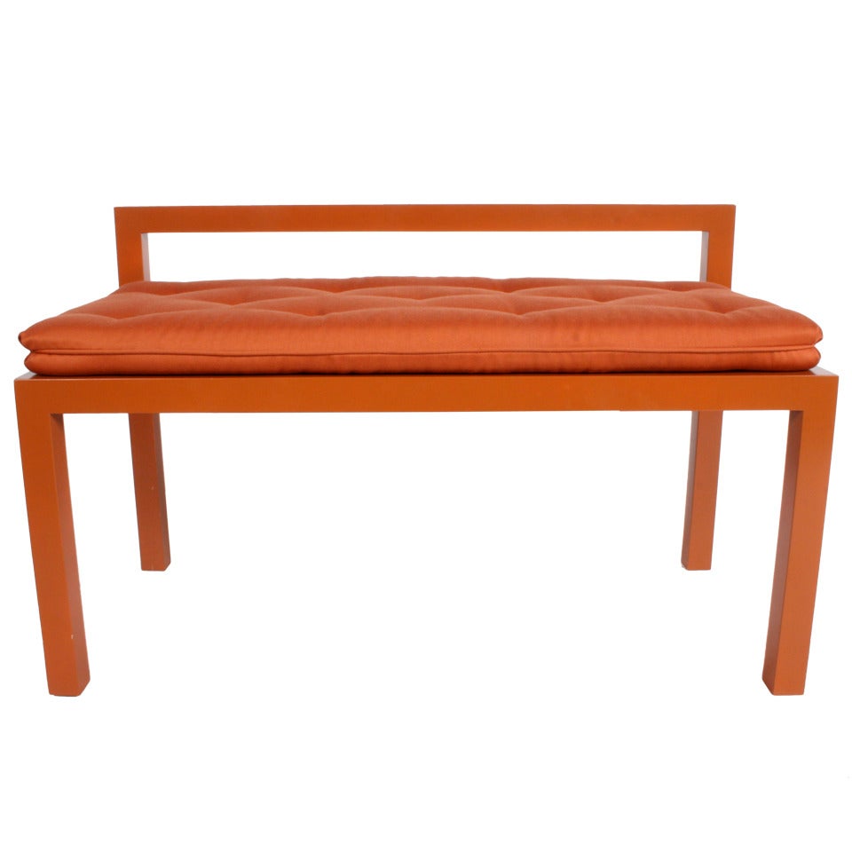 1970's lacquered bench with seat cushion