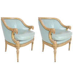 Pair of Hollywood Regency Ram's Head Armchairs