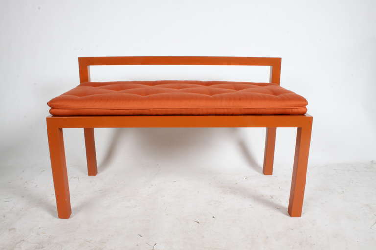 1970's lacquered bench with seat cushion 2