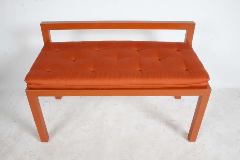 Mid-Century Modern 1970's lacquered bench with seat cushion