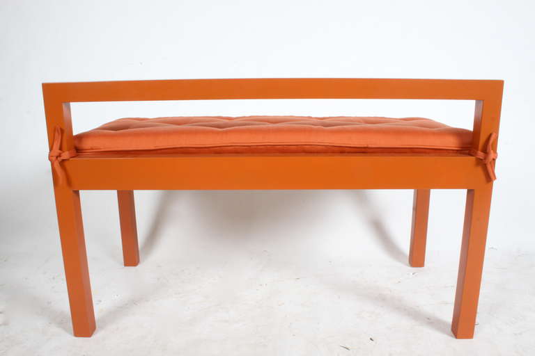Late 20th Century 1970's lacquered bench with seat cushion
