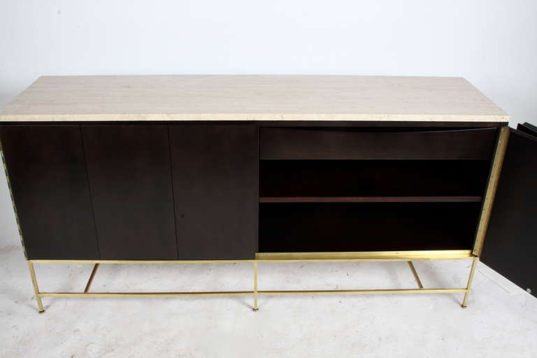 Wood Paul McCobb Travertine Top Sideboard