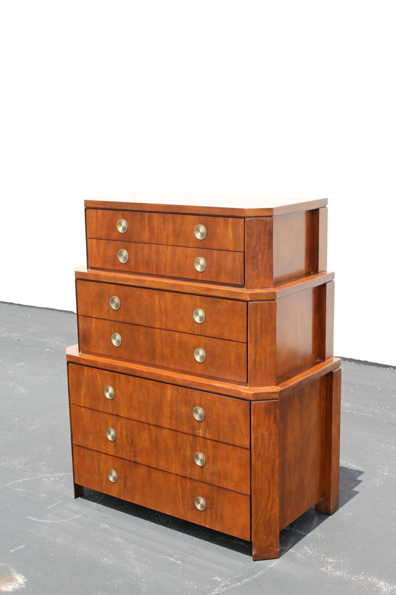 Charles Pfister Stepped Chest on Chest Dresser for Baker In Good Condition In St. Louis, MO