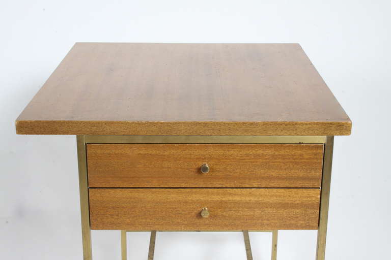 American Paul McCobb Calvin Group End Table with Brass Base