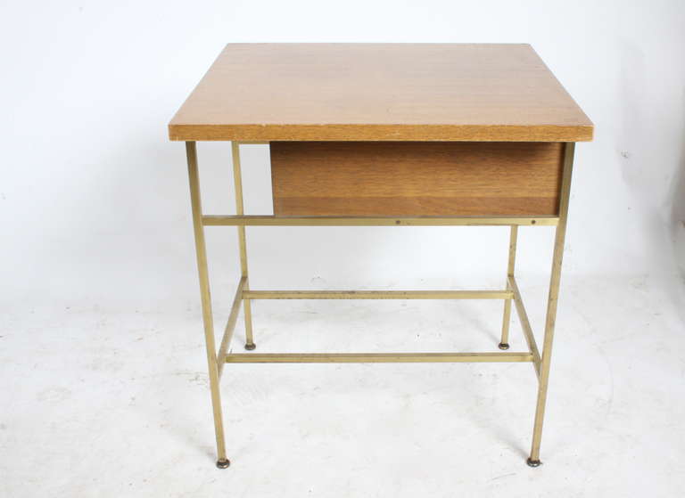 Wood Paul McCobb Calvin Group End Table with Brass Base